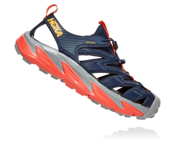 Hoka One One Hopara Sandal Mens UK - Black / Red Hiking Shoes - GKCXT8713